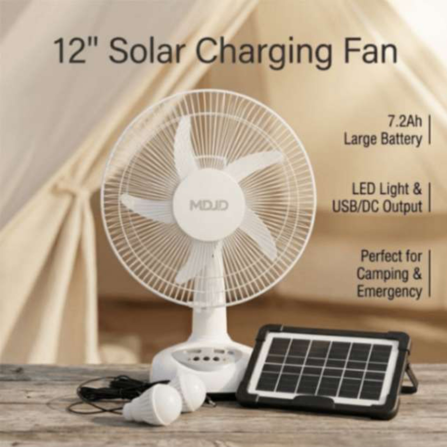 Solar rechargeable fan